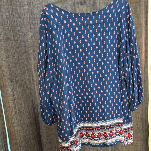 Laura Scott Women's Top Blue Red SZ 3X Boho - Picture 5 of 11
